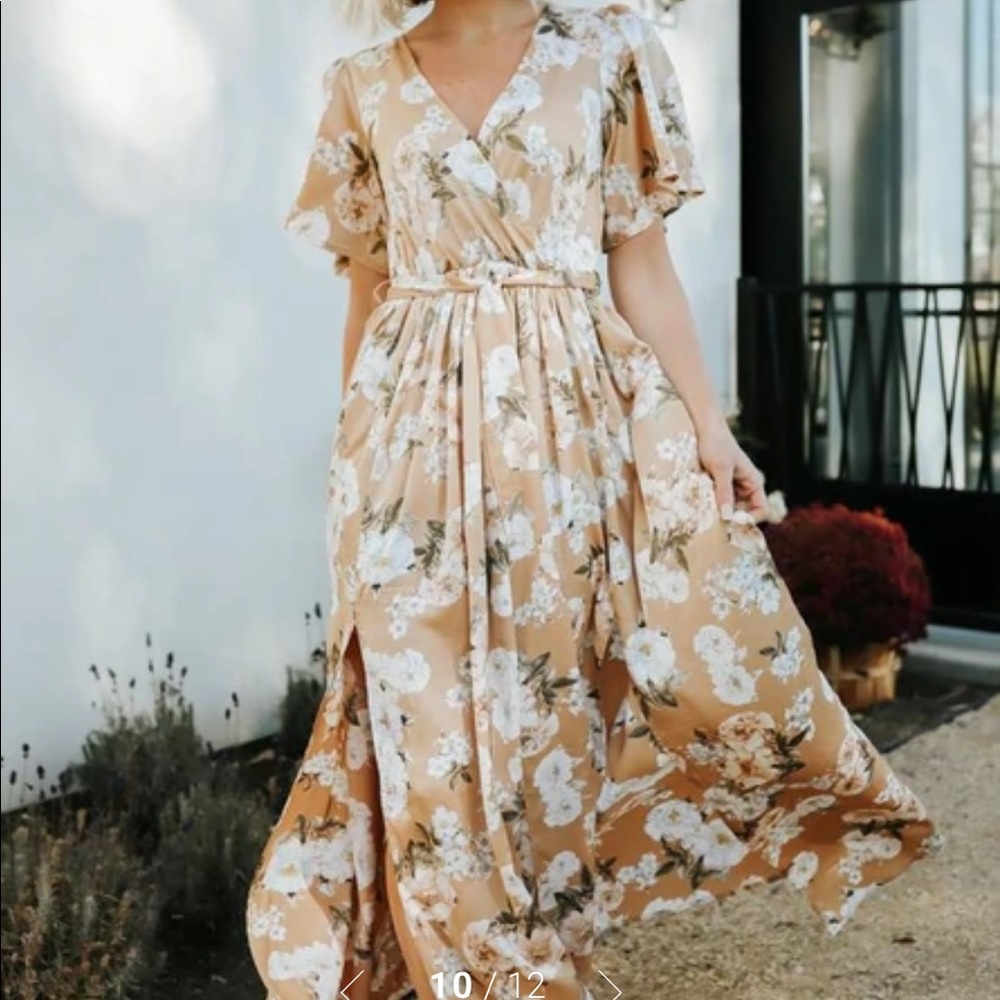 Taupe Floral Dress